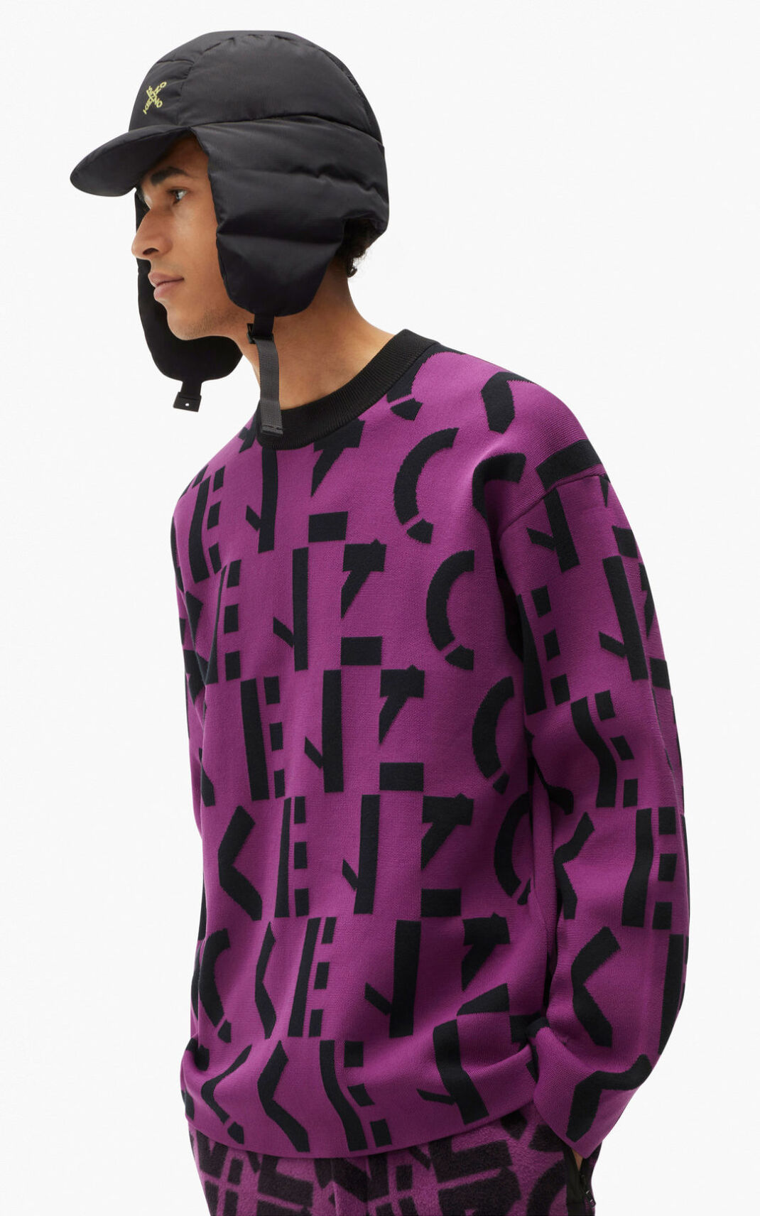 Pull Kenzo Homme Sport oversize monogram Violette RBWDJ-2760